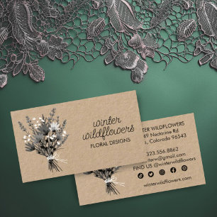 Wildflower Bouquet Elegant Chic Social Icons Kraft Business Card