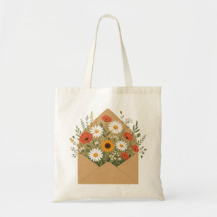 Wildflower Bouquet Envelope Botanical Art Tote Bag