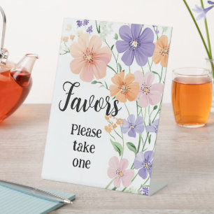 Wildflower Bouquet Floral Favours Please Take One Pedestal Sign
