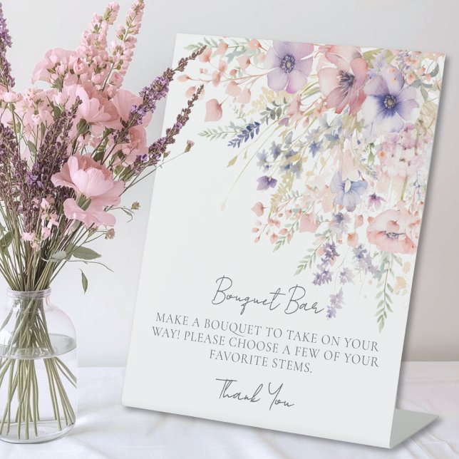 Wildflower Bouquet Flower Bar Pedestal Sign (Wildflower Bouquet Flower Bar Pedestal Sign)