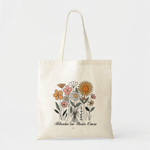 Wildflower Bouquet Minimalist Floral Art Print Tote Bag