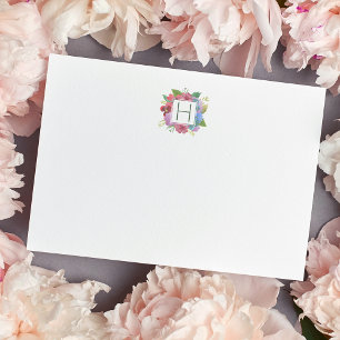 Wildflower Bouquet Monogrammed Stationery Card