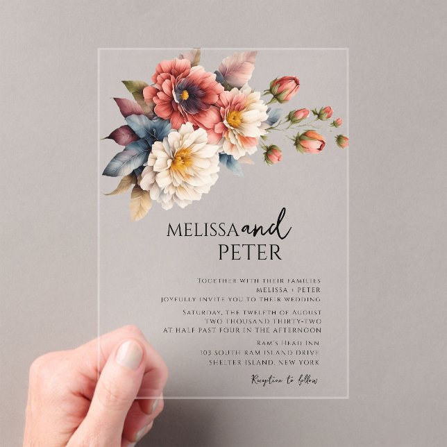 Wildflower Bouquet of Flowers Wedding Acrylic Invitations (Insitu (Handheld))