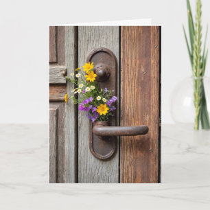 Wildflower Bouquet On Rusty Door Handle Card