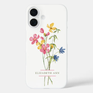 Wildflower Bouquet Personalised iPhone 16 Case