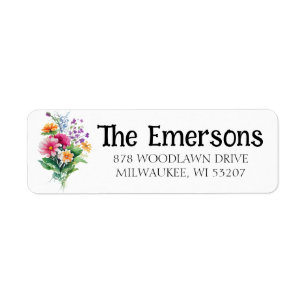 Wildflower Bouquet Return Address Label