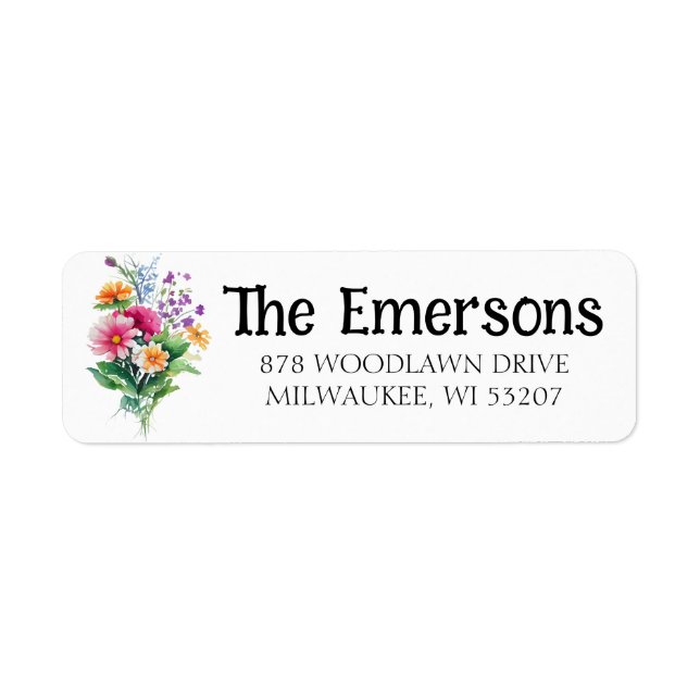 Wildflower Bouquet Return Address Label (Front)