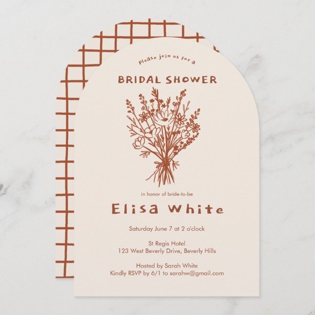 Wildflower Bouquet Rustic Arch Whimsical Shower  Invitation (Front/Back)