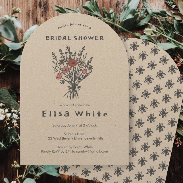 Wildflower Bouquet Rustic Arch Whimsical Shower  Invitation (Wildflower Bouquet Rustic Arch Whimsical Shower Invitation
)