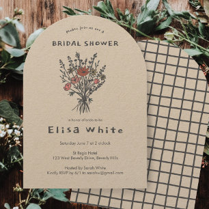 Wildflower Bouquet Rustic Arch Whimsical Shower  Invitation