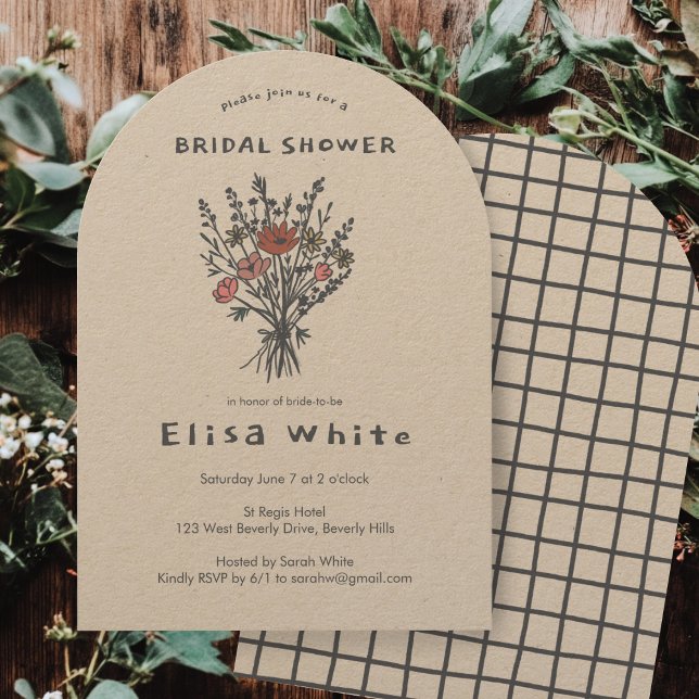 Wildflower Bouquet Rustic Arch Whimsical Shower  Invitation (Wildflower Bouquet Rustic Arch Whimsical Shower Invitation
)