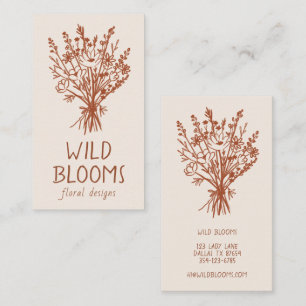 Wildflower Bouquet Rustic Minimal Simple Floral Business Card
