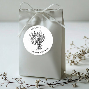 Wildflower Bouquet Rustic Whimsical Bridal Shower  Classic Round Sticker