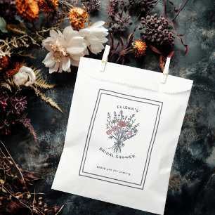 Wildflower Bouquet Rustic Whimsical Bridal Shower Favour Bag