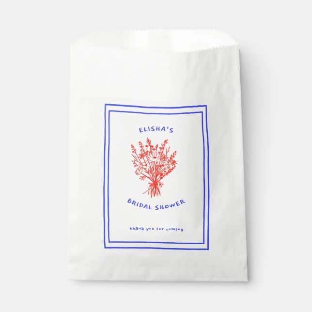 Wildflower Bouquet Rustic Whimsical Bridal Shower  Favour Bag (Front)