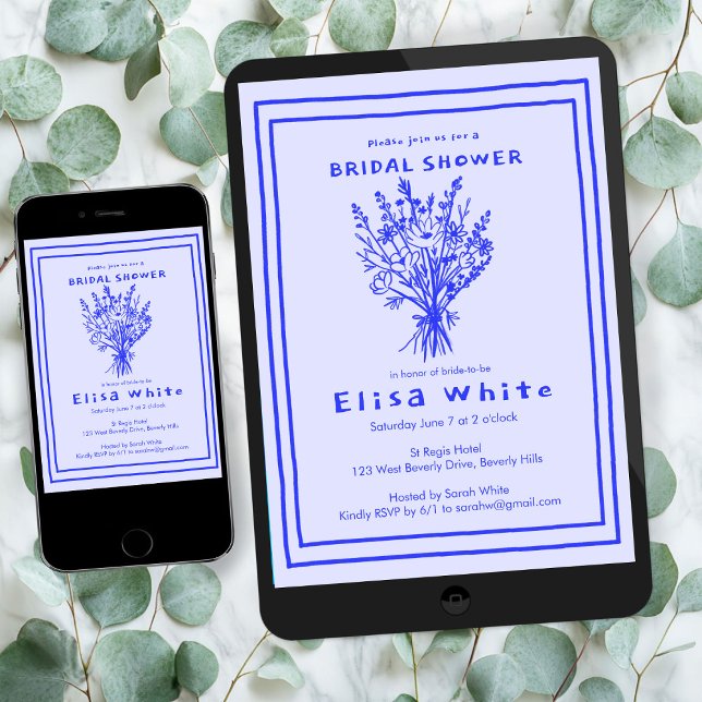 Wildflower Bouquet Rustic Whimsical Bridal Shower  Invitation (Wildflower Bouquet Rustic Whimsical Bridal Shower evite digital download email Invitation
)