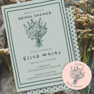 Wildflower Bouquet Rustic Whimsical Bridal Shower Invitation