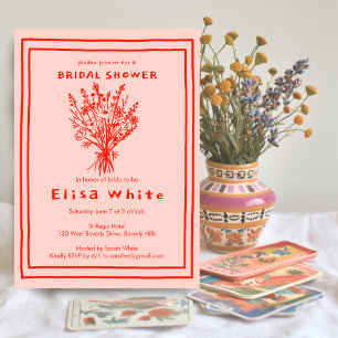 Wildflower Bouquet Rustic Whimsical Bridal Shower  Invitation
