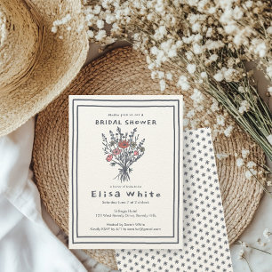 Wildflower Bouquet Rustic Whimsical Bridal Shower  Invitation