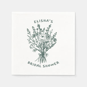 Wildflower Bouquet Rustic Whimsical Bridal Shower Napkin