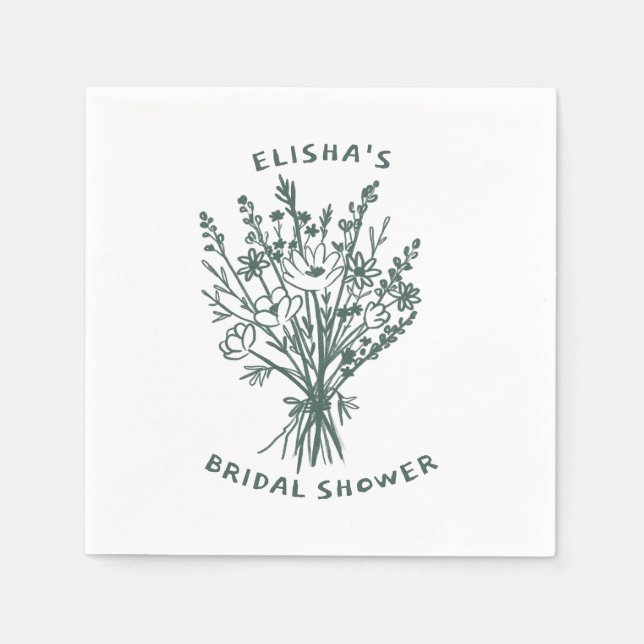 Wildflower Bouquet Rustic Whimsical Bridal Shower  Napkin (Front)