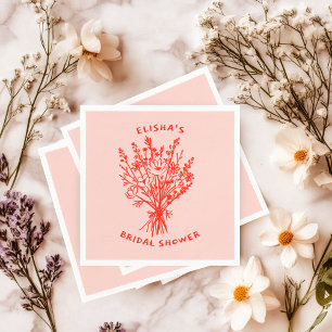 Wildflower Bouquet Rustic Whimsical Bridal Shower Napkin