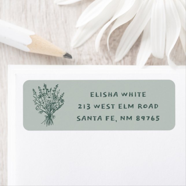 Wildflower Bouquet Rustic Whimsical Sweet Custom Return Address Label (Insitu)