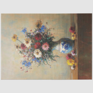 Wildflower Bouquet Vase Still Life Decoupage Tissue Paper