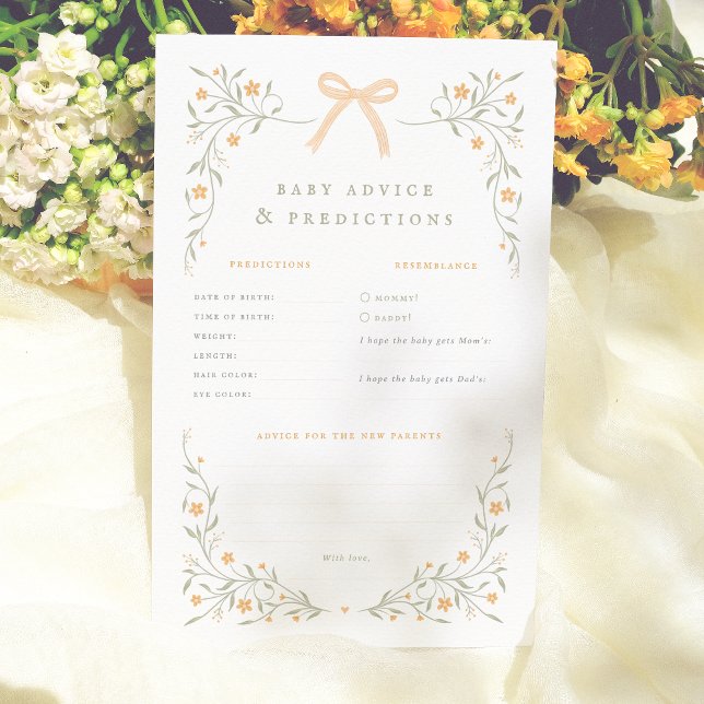 Wildflower Bow Baby Shower Prediction Advice Game (Creator Uploaded)