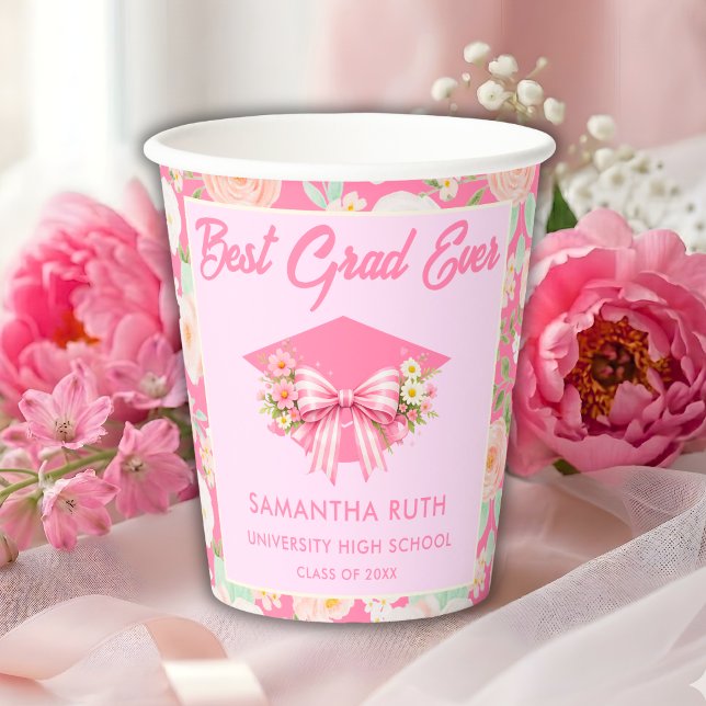 Wildflower Bow Best Grad Ever Graduation Party Paper Cups (Creator Uploaded)