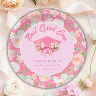 Wildflower Bow Best Grad Ever Graduation Party Paper Plate