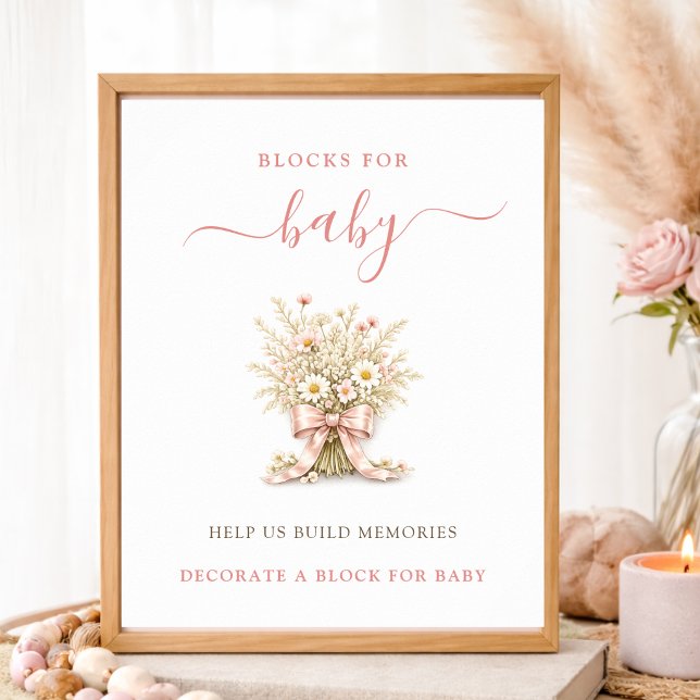Wildflower Bow Shower Activity Blocks For Baby Poster (Creator Uploaded)