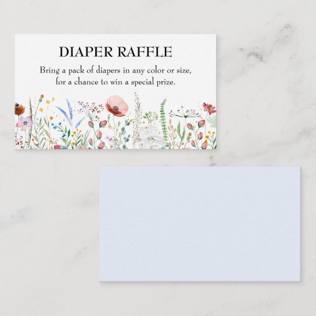 Wildflower Boy Baby Shower Diaper Raffle Enclosure Card (Front/Back)