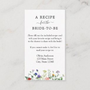 Wildflower Bridal Recipe Request Enclosure Card