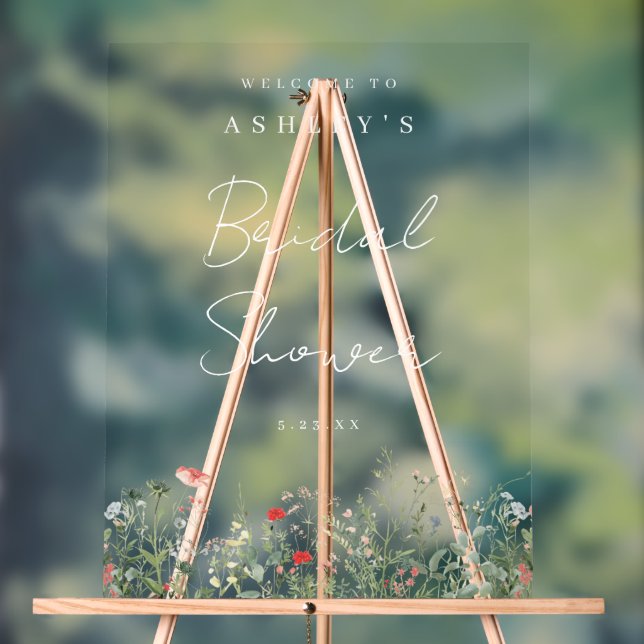 Wildflower Bridal Shower Acrylic Sign (Neutral)