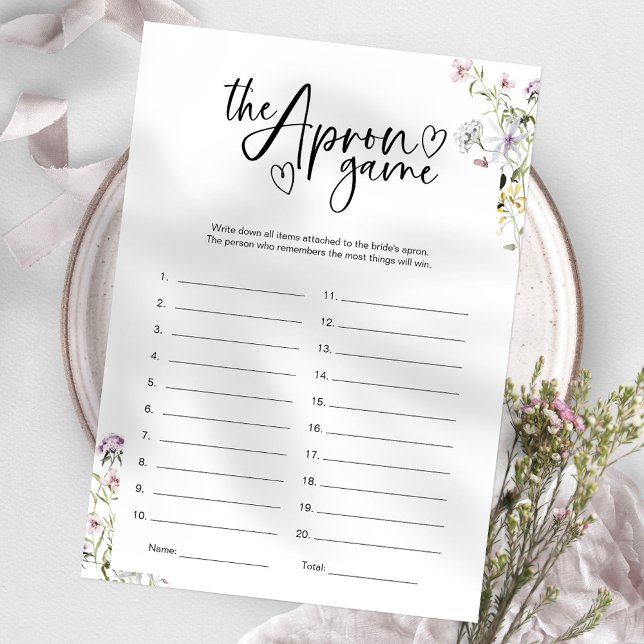 Wildflower Bridal Shower Apron Memory Game Invitation (Creator Uploaded)