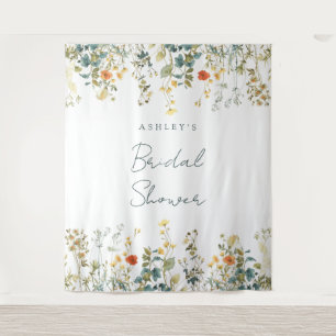 Wildflower Bridal Shower Backdrop Tapestry