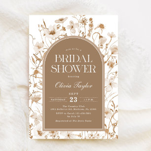 Wildflower Bridal Shower Beige Floral Invitation