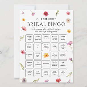 Wildflower Bridal Shower Bingo Game Card