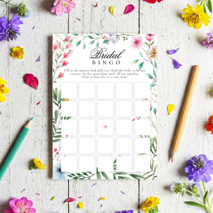 Wildflower Bridal Shower Bridal Gift Bingo Game Invitation
