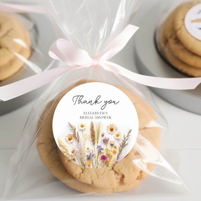 Wildflower Bridal Shower Classic Round Sticker (Creator Uploaded)