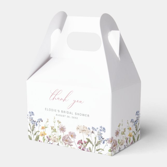 Wildflower Bridal Shower Favour Box Pink Floral (Front Side)