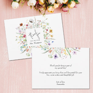 Wildflower Bridal Shower Flat Thank You Card