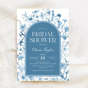 Wildflower Bridal Shower Floral Blue Invitation