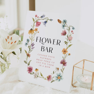 Wildflower Bridal Shower Flower Bar Tabletop Sign