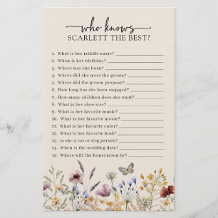 Wildflower Bridal Shower Game