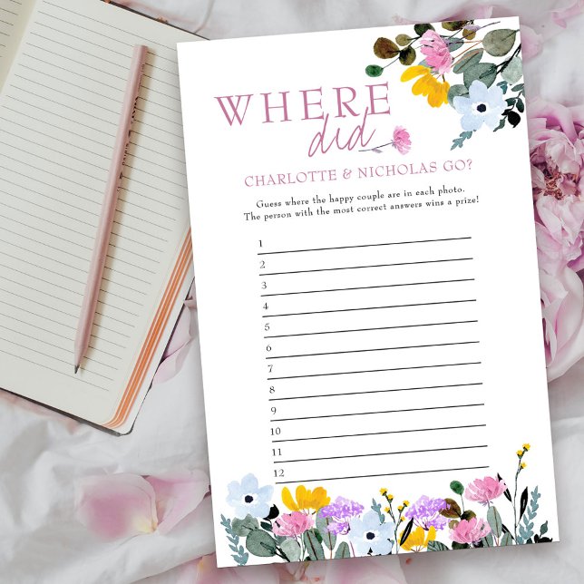 Wildflower Bridal Shower Game Where Did They Go? (Where did they go? Game answer card from my Wildflower Lawn Collection.
)