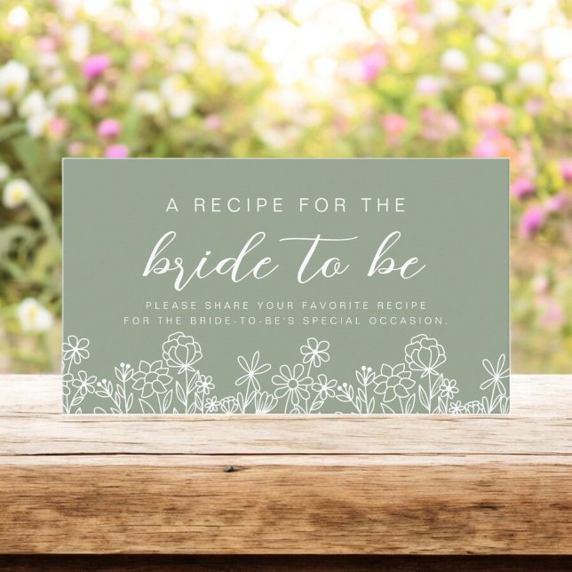 Wildflower Bridal Shower Garden Recipe Share Enclosure Card (Creator Uploaded)
