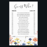 Wildflower bridal shower Guess Who Game Flyer<br><div class="desc">Who knows the Bride best Bridal "Guess Who? "shower game. Wildflower bridal shower design.</div>