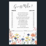 Wildflower bridal shower Guess Who Game Flyer<br><div class="desc">Who knows the Bride best Bridal "Guess Who? "shower game. Wildflower bridal shower design.</div>